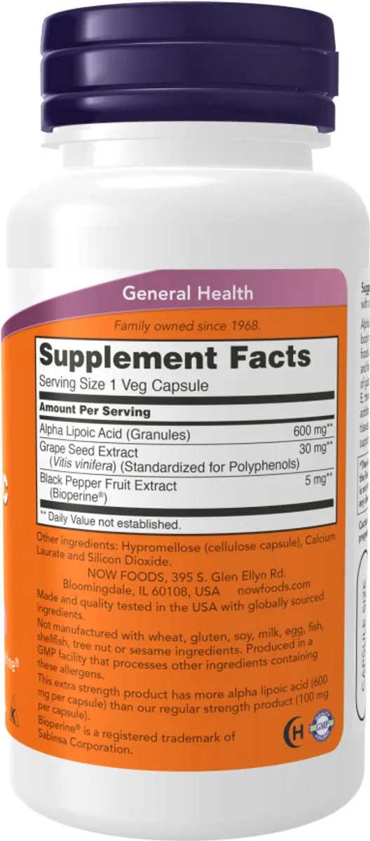 Now Foods Alpha Lipoic Acid 600mg - 60 V-caps