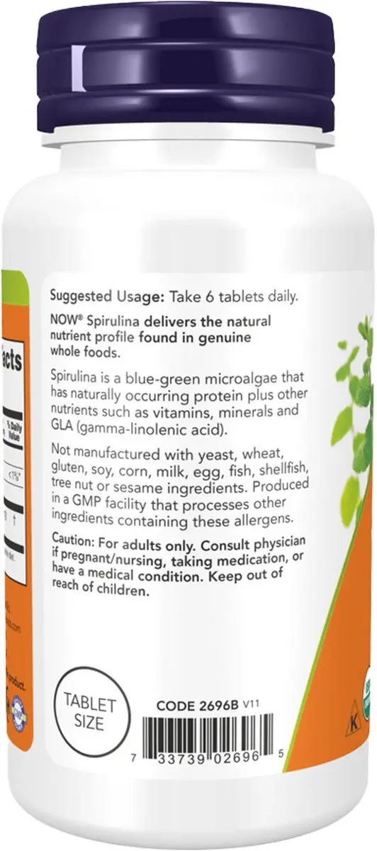 Now Foods Spirulina 500mg 200 tabletten - Organisch