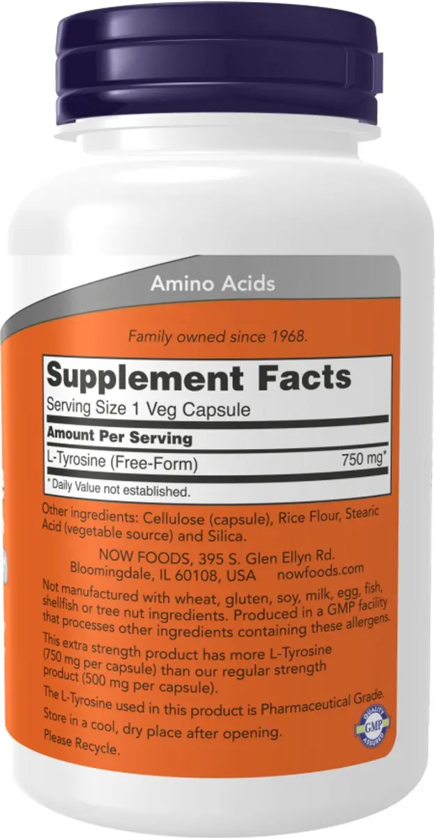Now Foods L-Tyrosine 750mg 90 Vcaps