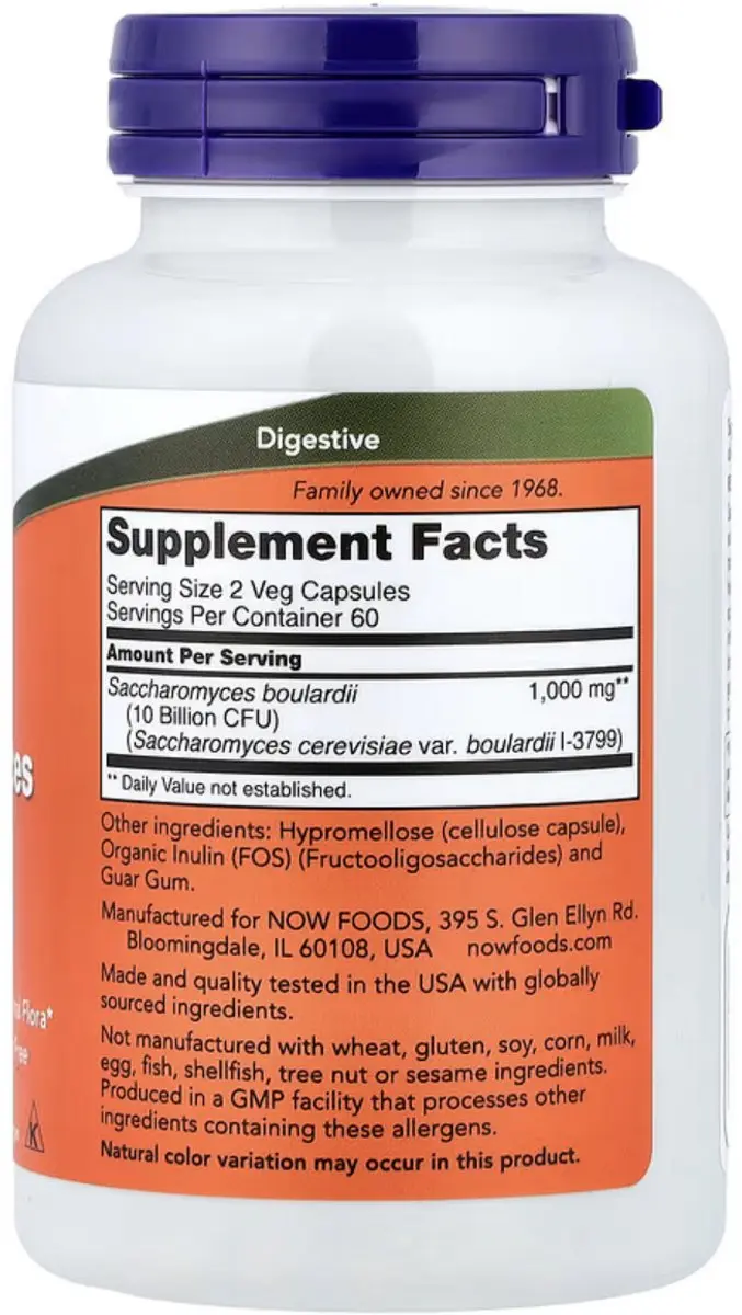 Now Foods Saccharomyces Boulardii 5 miljard CFU - 120 Veg Capsules