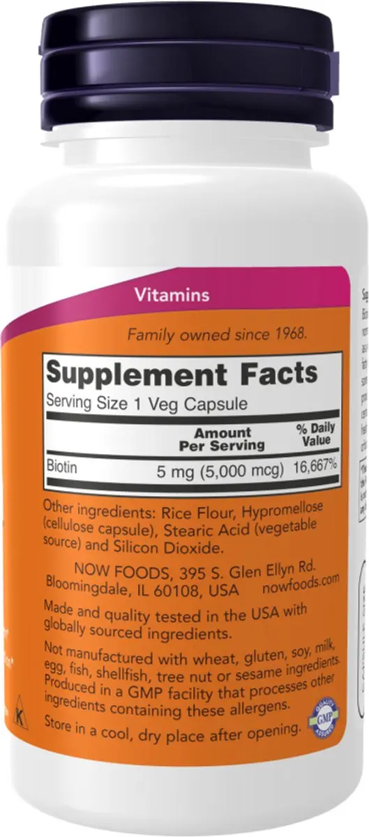 Now Foods Biotin 5000mcg 120 Vcaps