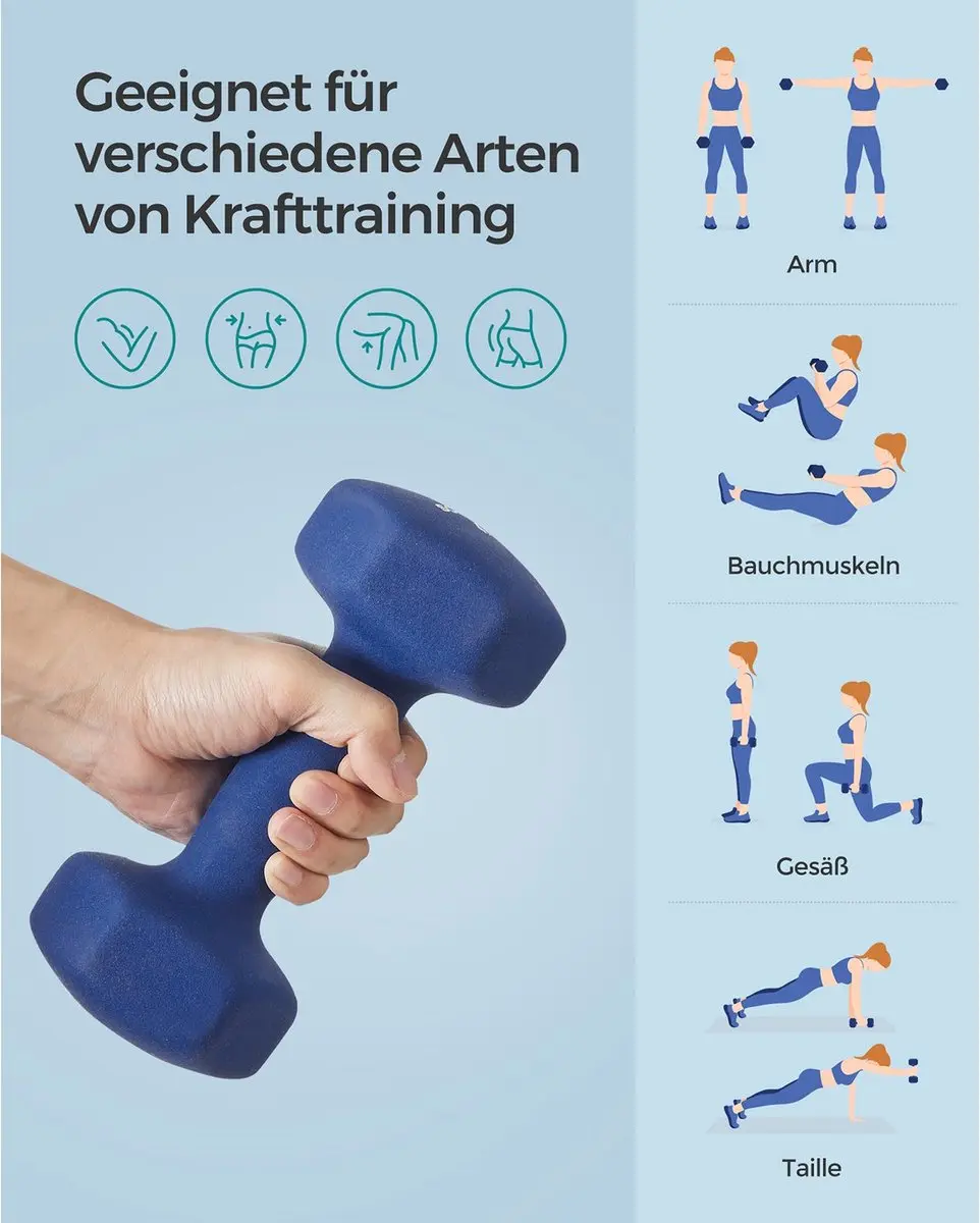 Songmics Dumbbellset 2 Stuks - Blauw