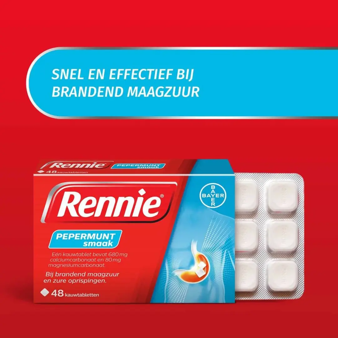 Rennie Pepermunt Kauwtabletten 144 Stuks