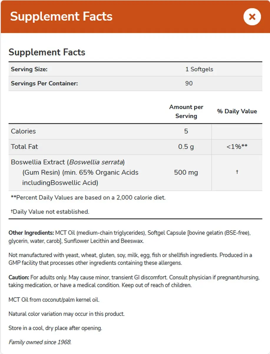 Now Foods Boswellia Extract 500mg - 90 Softgels