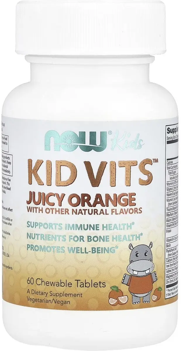Now Foods Kid Vits Juicy Orange Kauwtabletten 60 Stuks