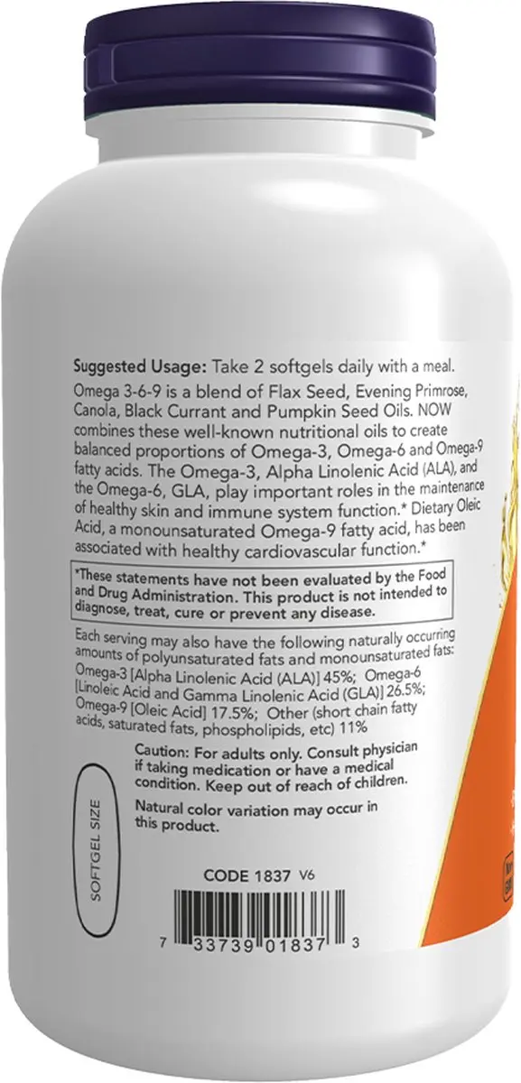 Now Foods Omega 3-6-9 100 Softgels