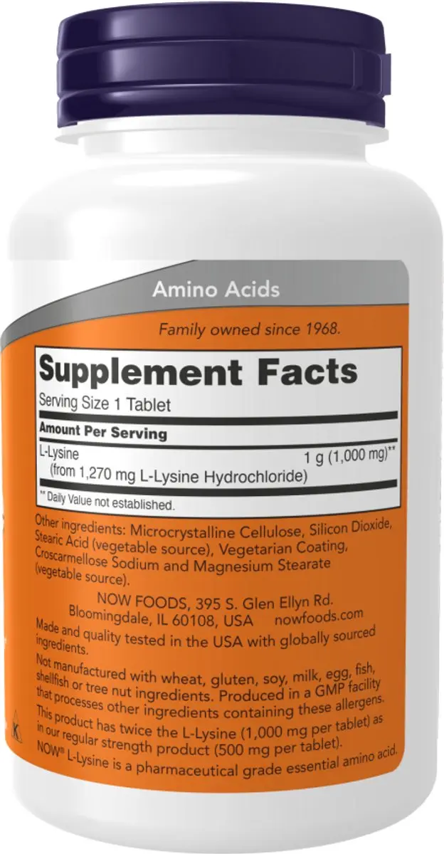 Now Foods L-Lysine 1000mg 100 Tabletten