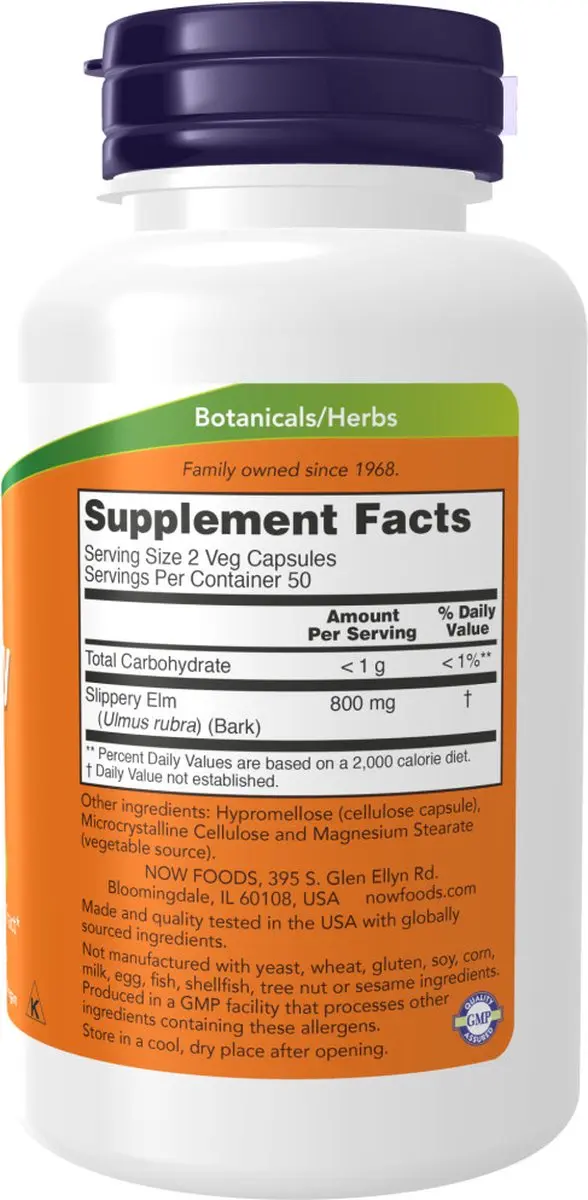 Now Foods Slippery Elm 400mg - 100 Capsules