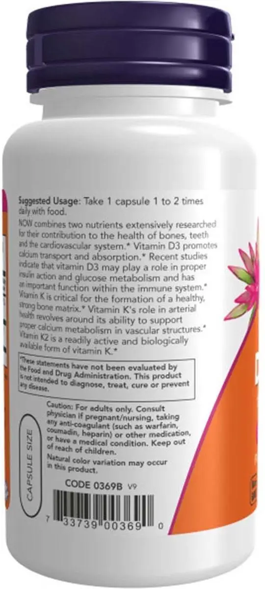 Now Foods Vitamine D3 1000 IE & K2 120ml
