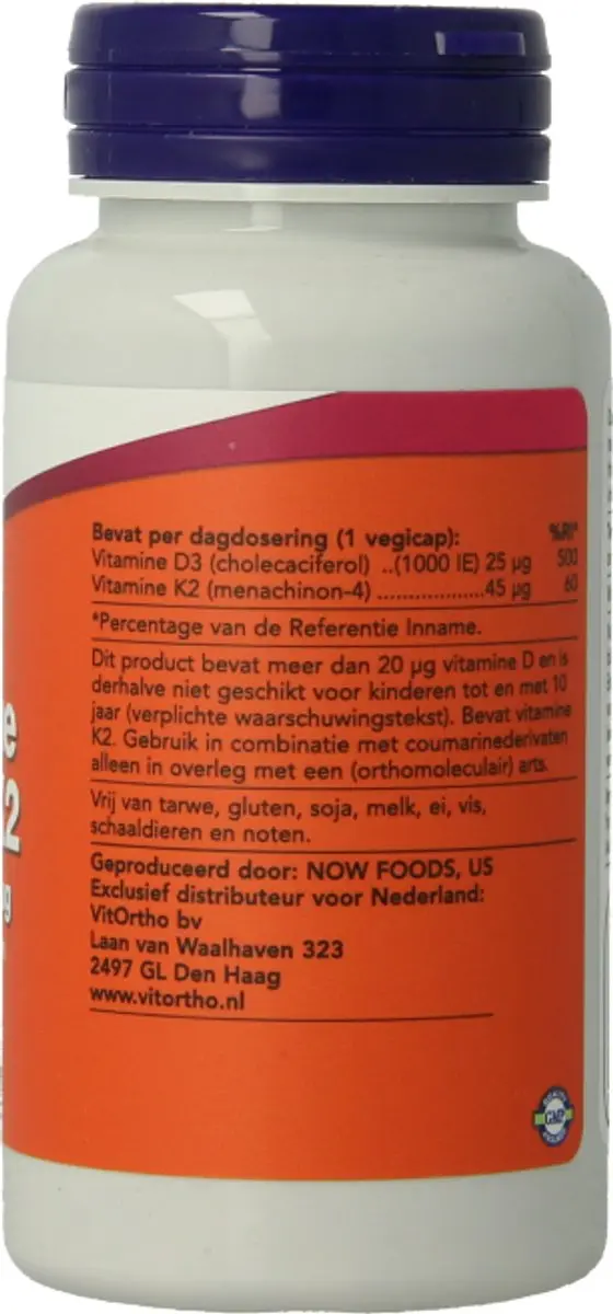 Now Foods Vitamine D3 1000 IE & K2 120ml
