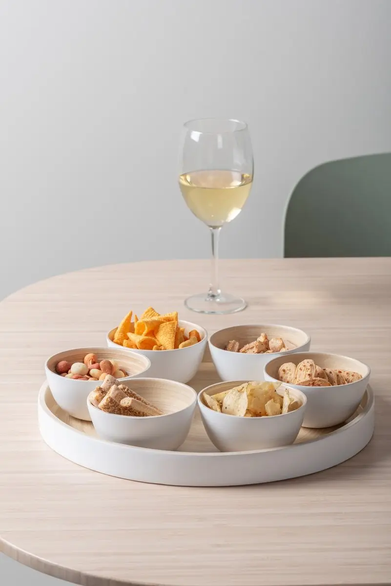 Present Time Schaal Tray Puro Rond - Wit 32x32cm - Bamboe