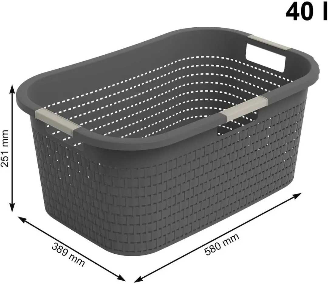 Rotho Country Wasmand Set 3x40L - Antraciet