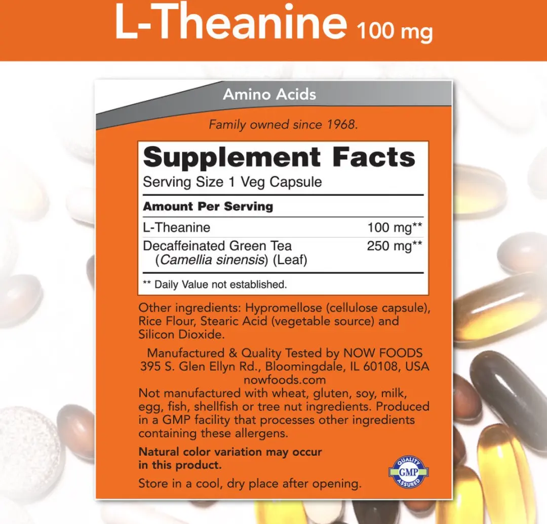 Now Foods L-Theanine 100mg - 90 Stuks