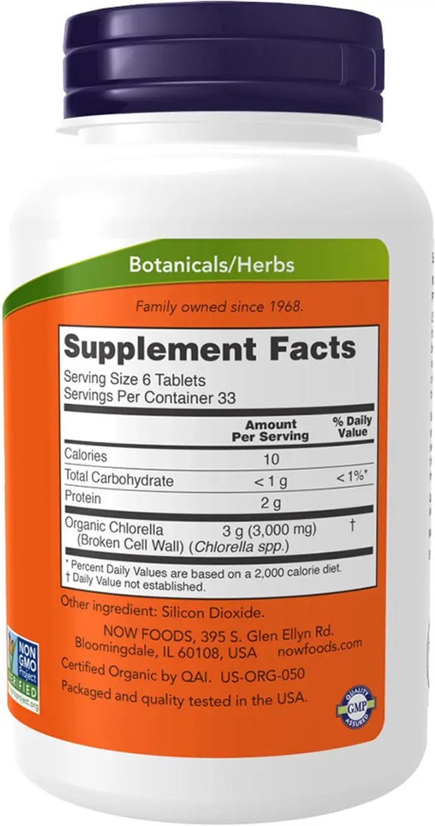 Now Foods Organische Chlorella 500mg - 200 tabletten