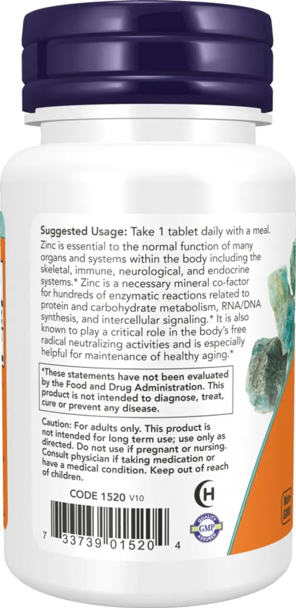 Now Foods Zink 50mg Tabletten - 250 Stuks