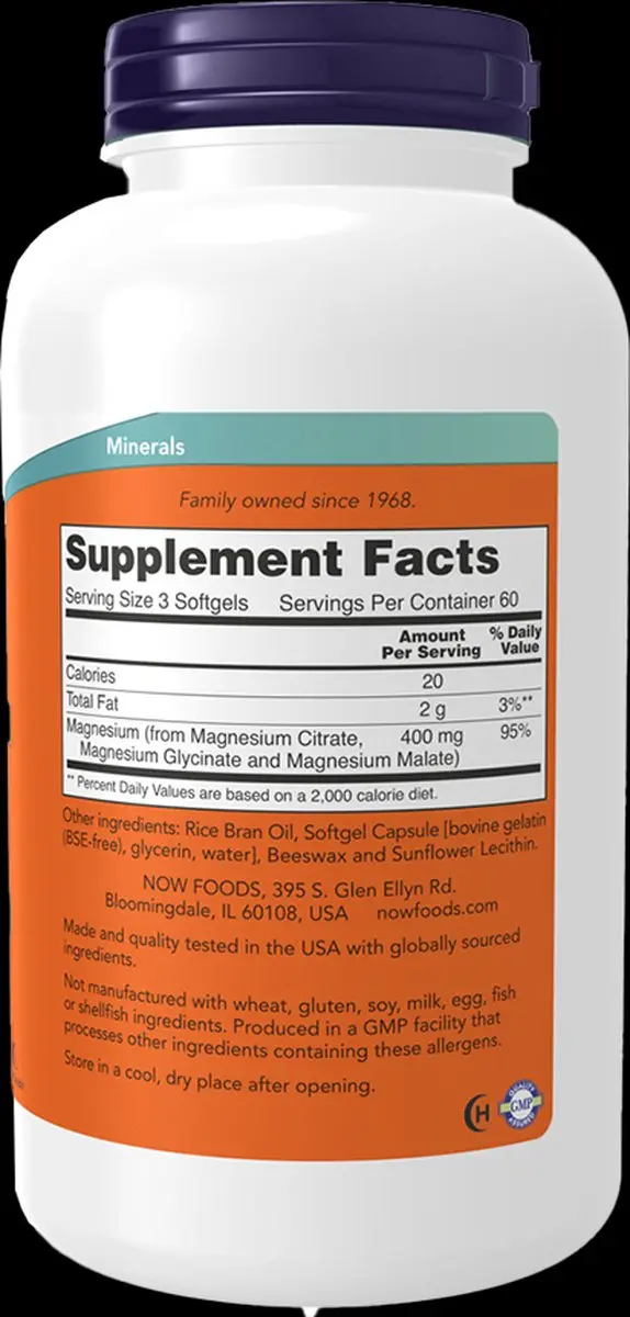 Now Foods Magnesium Citraat 400mg - 180 Softgels