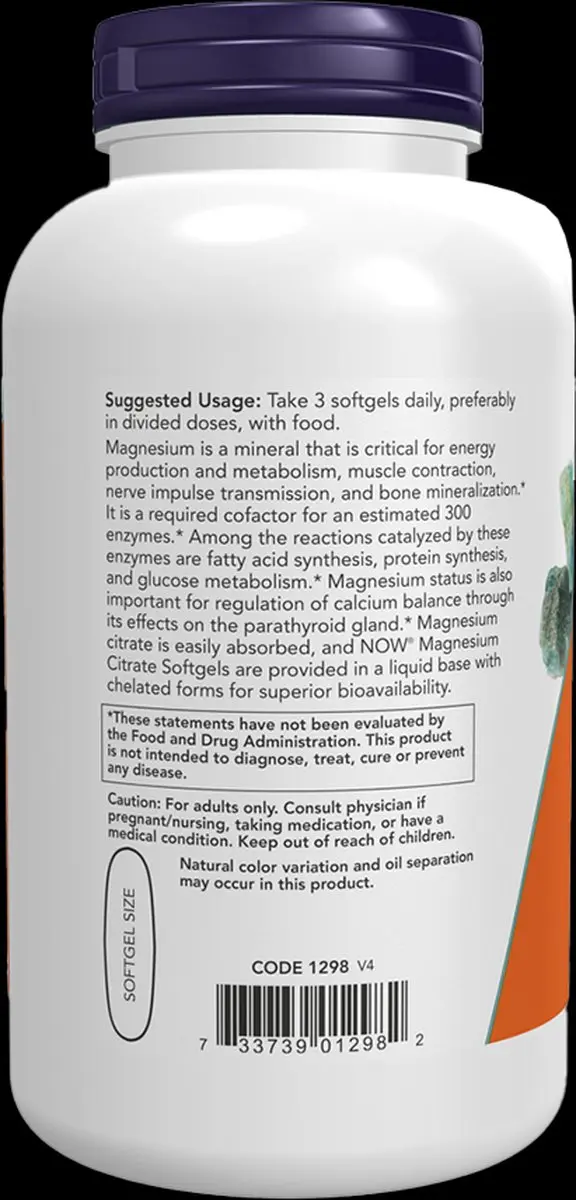 Now Foods Magnesium Citraat 400mg - 180 Softgels