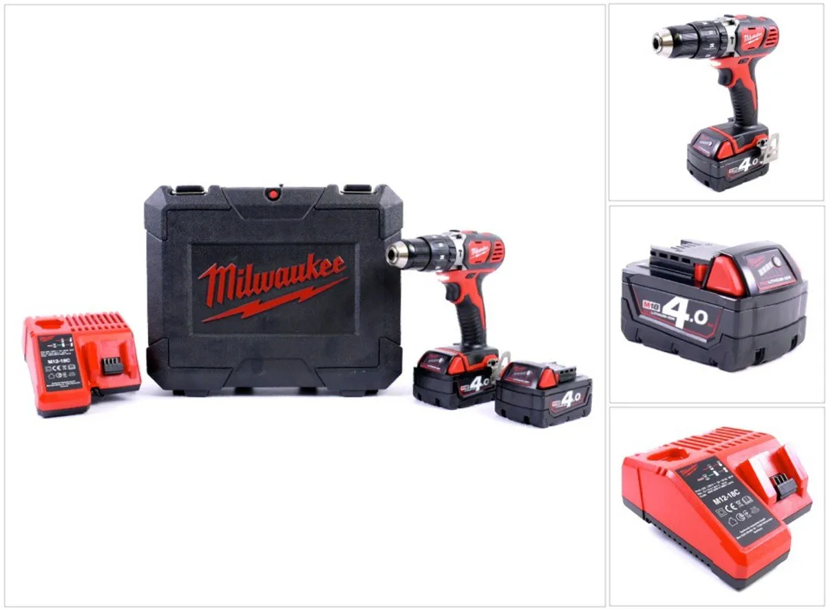 Milwaukee M18 BDD-402C Accu Schroefboormachine - 2 Snelheden - 2x 4Ah - afbeelding 2 van 6