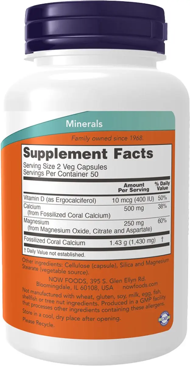 Now Foods Coral Calcium Plus Magnesium & Vit. D 100 Capsules