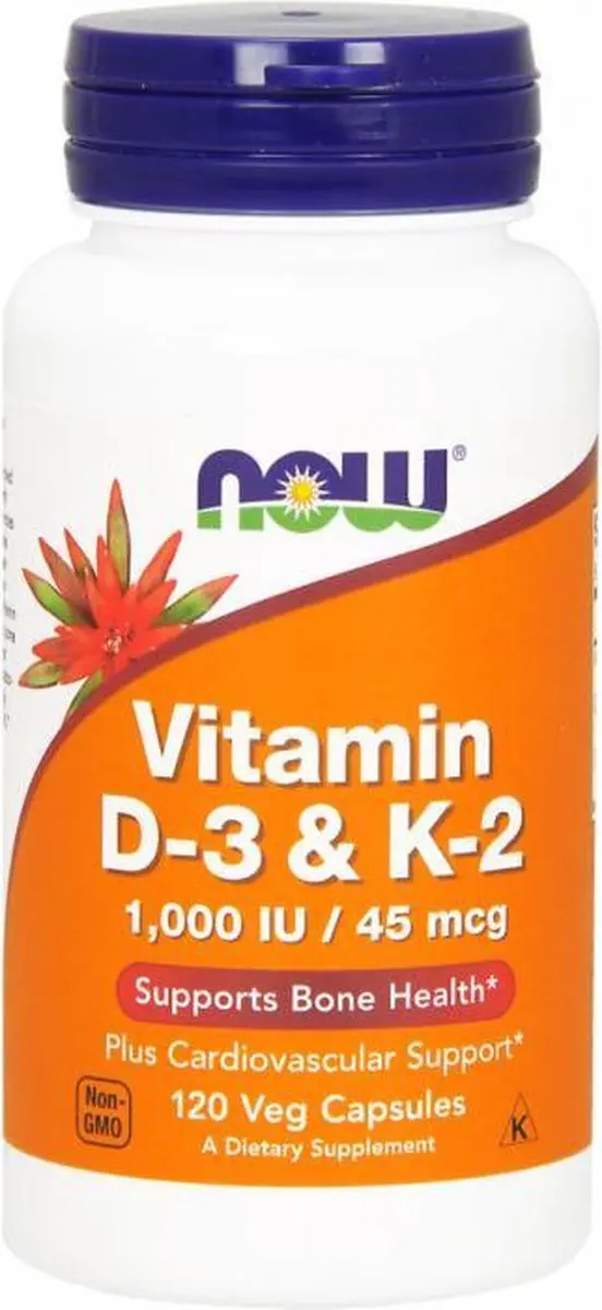 Now Foods Vitamine D3 & K2 240 Capsules - Met pilbox