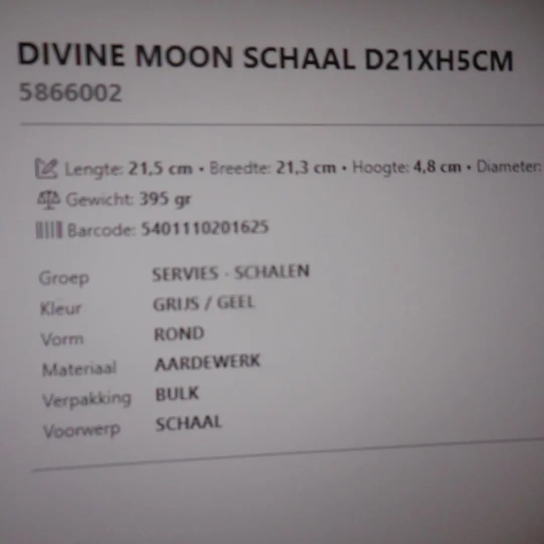 Cosy&Trendy Divine Moon Schaal 5866002 - Grijs/Geel