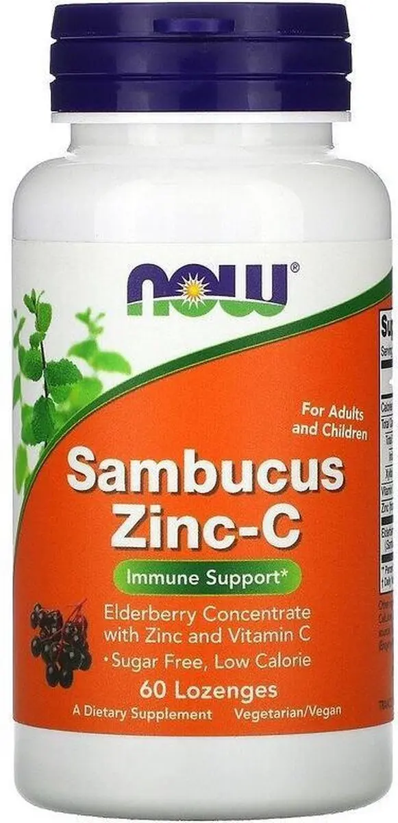 Now Foods Sambucus Zinc-C 60 Zuigtabletten