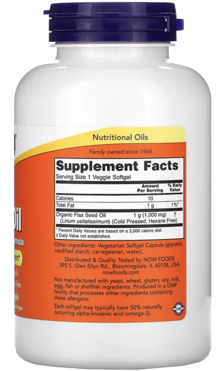 Now Foods Lijnzaadolie 1000mg Vegan - 120 Vegicaps