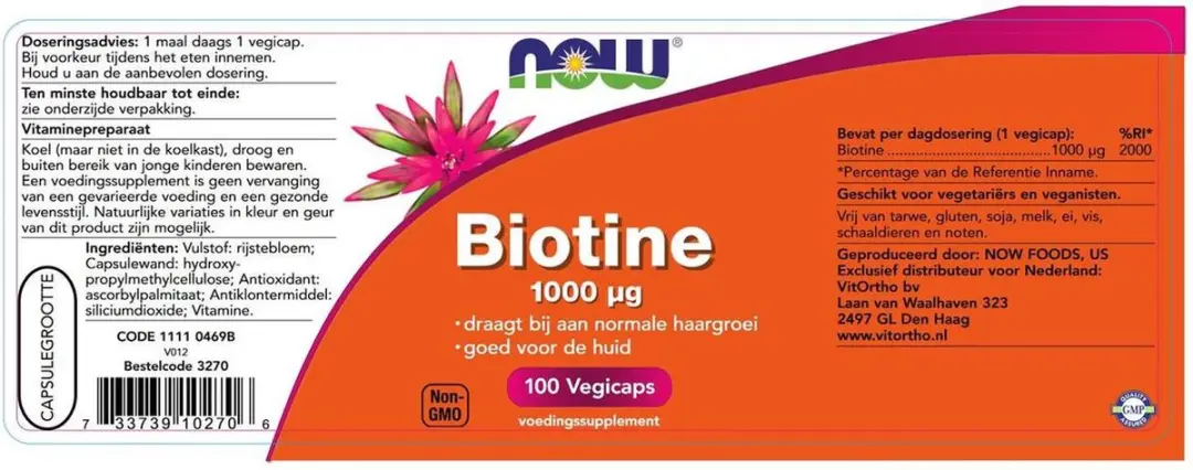 Now Foods Biotine 1000 µg 100 Capsules