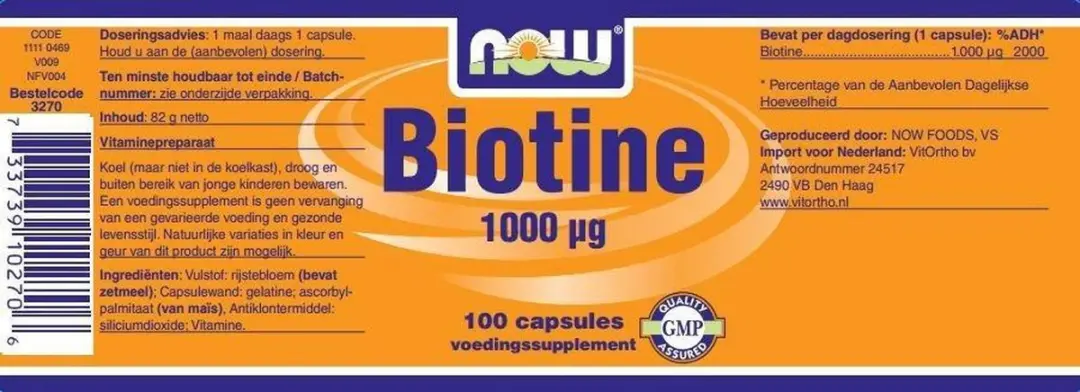 Now Foods Biotine 1000 µg 100 Capsules