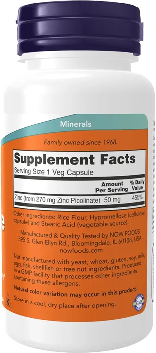 Now Foods Zinc Picolinate 50mg - 120 Vegicaps