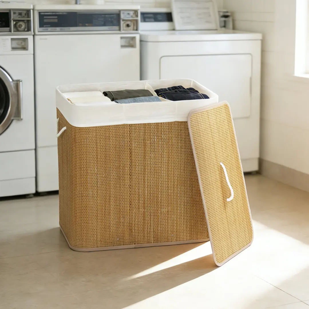 Homcom Wasmand Bamboe 60L - 40x60cm - Bruin
