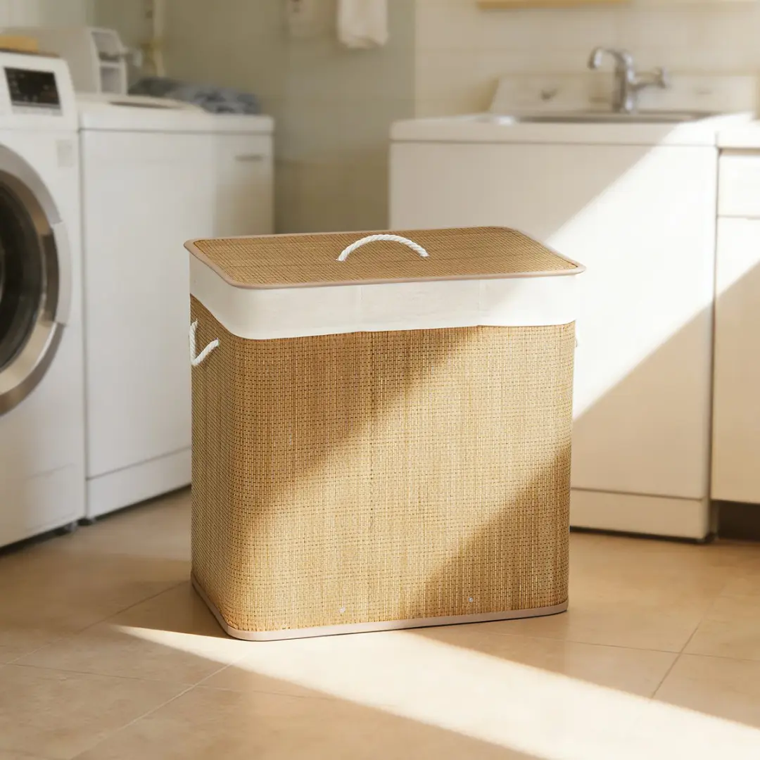 Homcom Wasmand Bamboe 60L - 40x60cm - Bruin