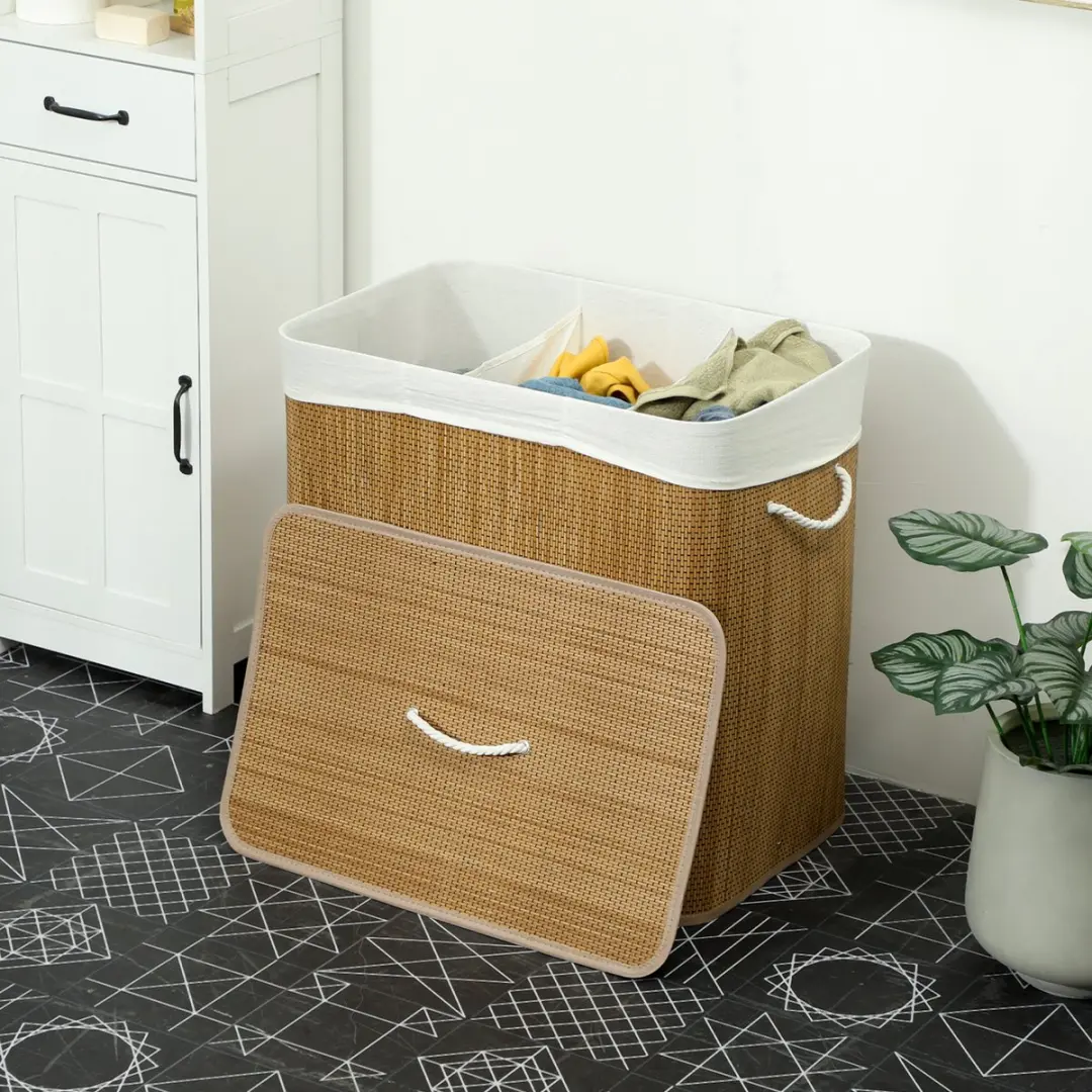 Homcom Wasmand Bamboe 60L - 40x60cm - Bruin