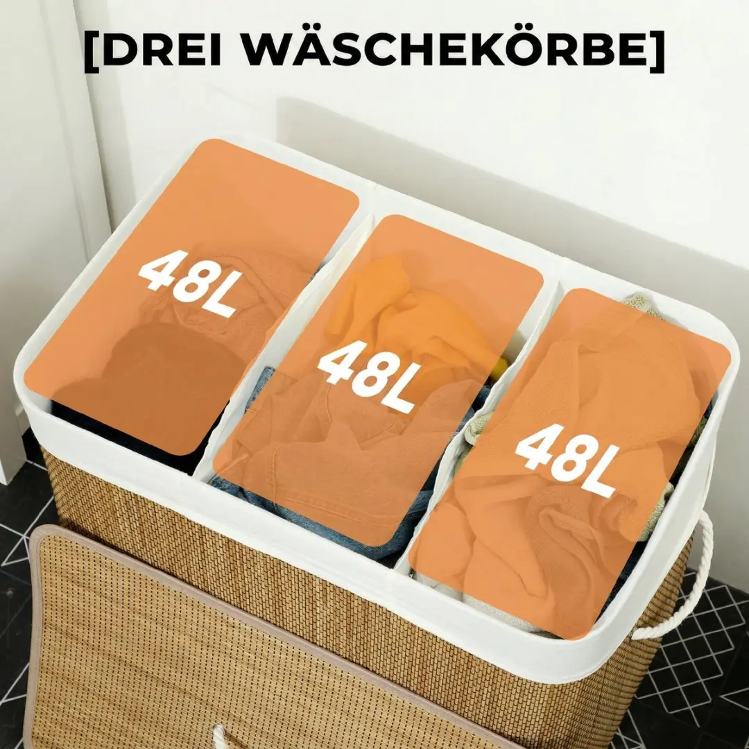 Homcom Wasmand Bamboe 60L - 40x60cm - Bruin - afbeelding 6 van 6