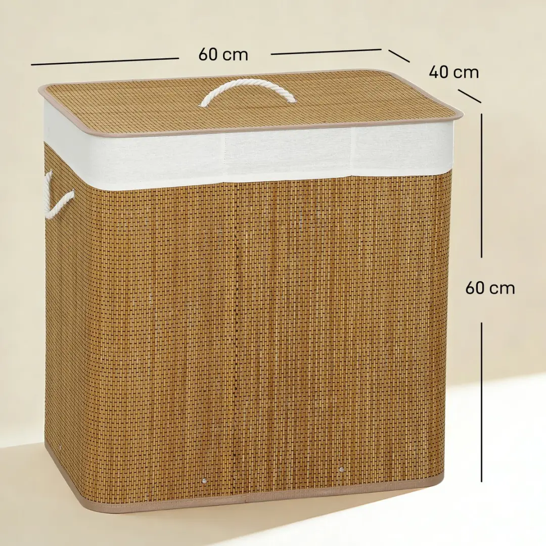 Homcom Wasmand Bamboe 60L - 40x60cm - Bruin