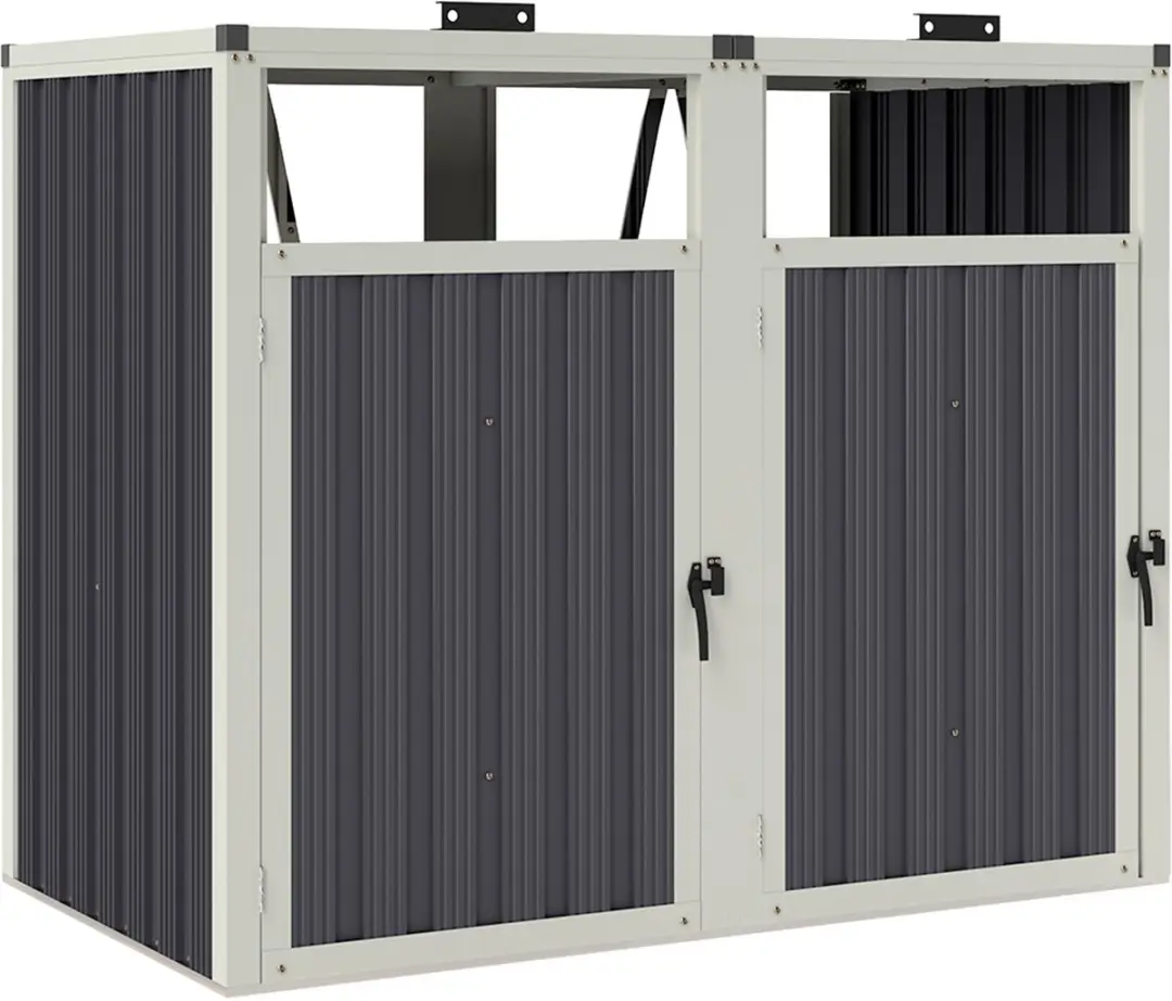 Outsunny Afvalbak Gegalvaniseerd Staal 146x81x122cm