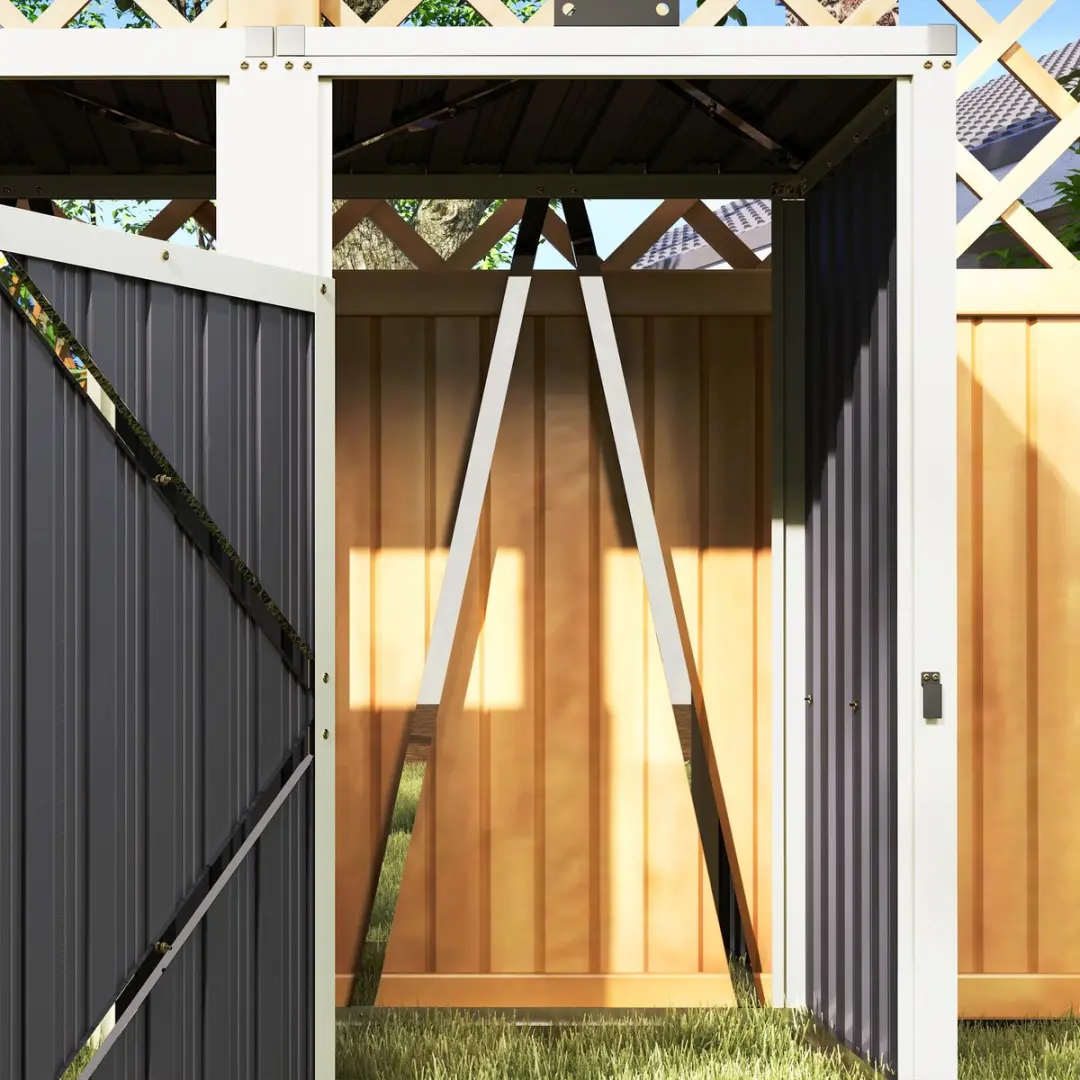 Outsunny Afvalbak Gegalvaniseerd Staal 146x81x122cm - Donkergrijs