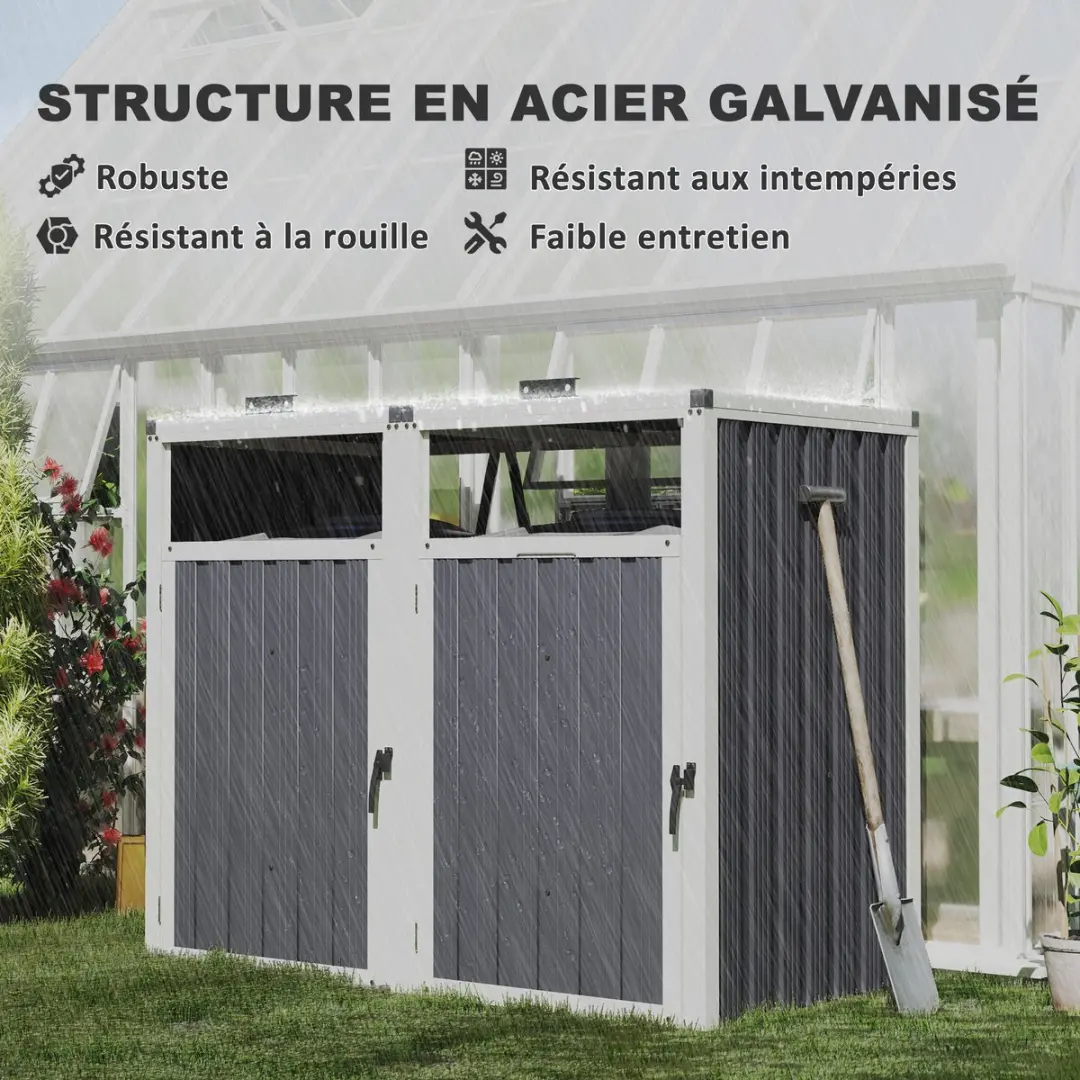 Outsunny Afvalbak Gegalvaniseerd Staal 146x81x122cm - Donkergrijs