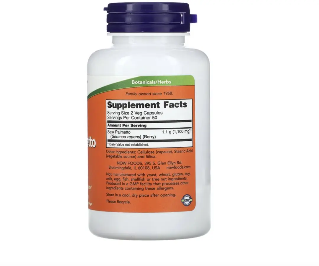 Now Foods Saw Palmetto 550mg Capsules - 100 Stuks