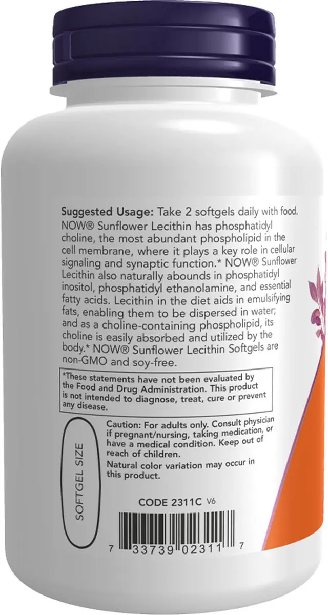 Now Foods Sunflower Lecithin 1200mg - 200 Softgels