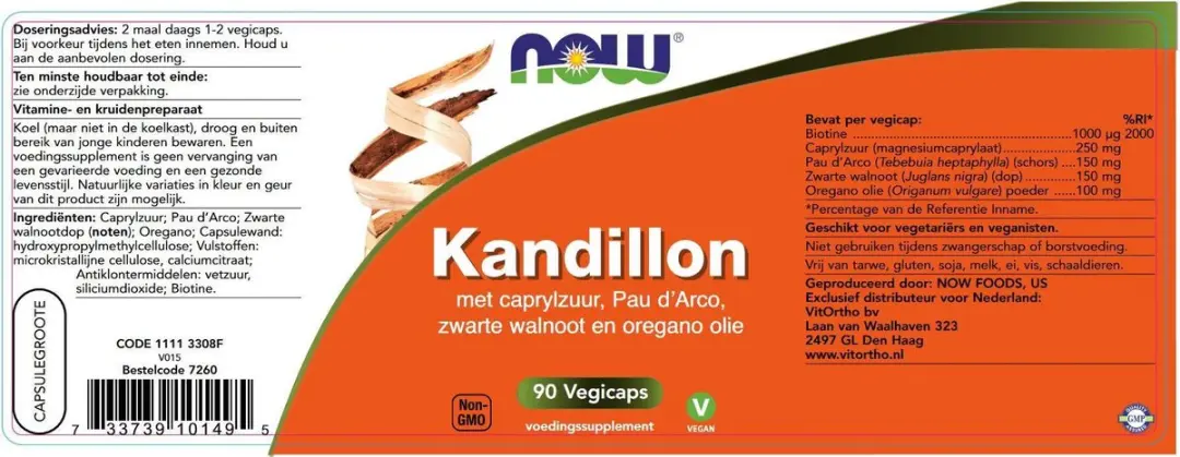 Now Foods Kandillon Vegicaps - 90 Stuks