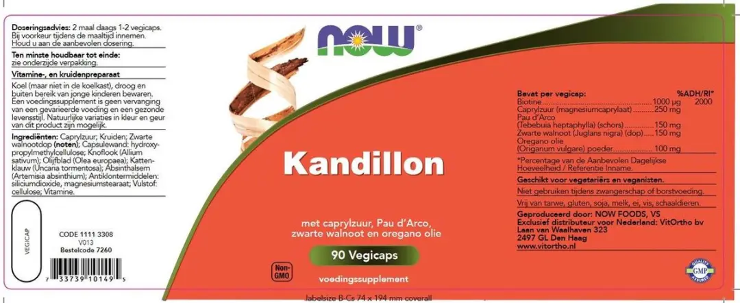 Now Foods Kandillon Vegicaps - 90 Stuks
