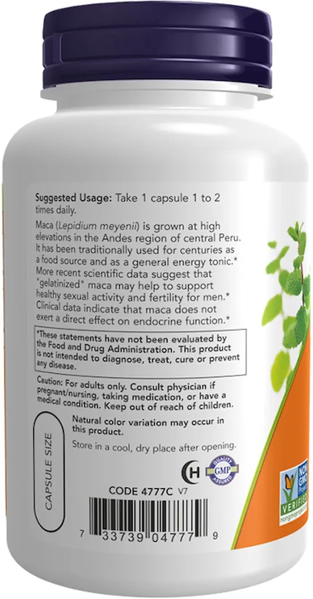 Now Foods Maca 750mg Raw - 90 Capsules