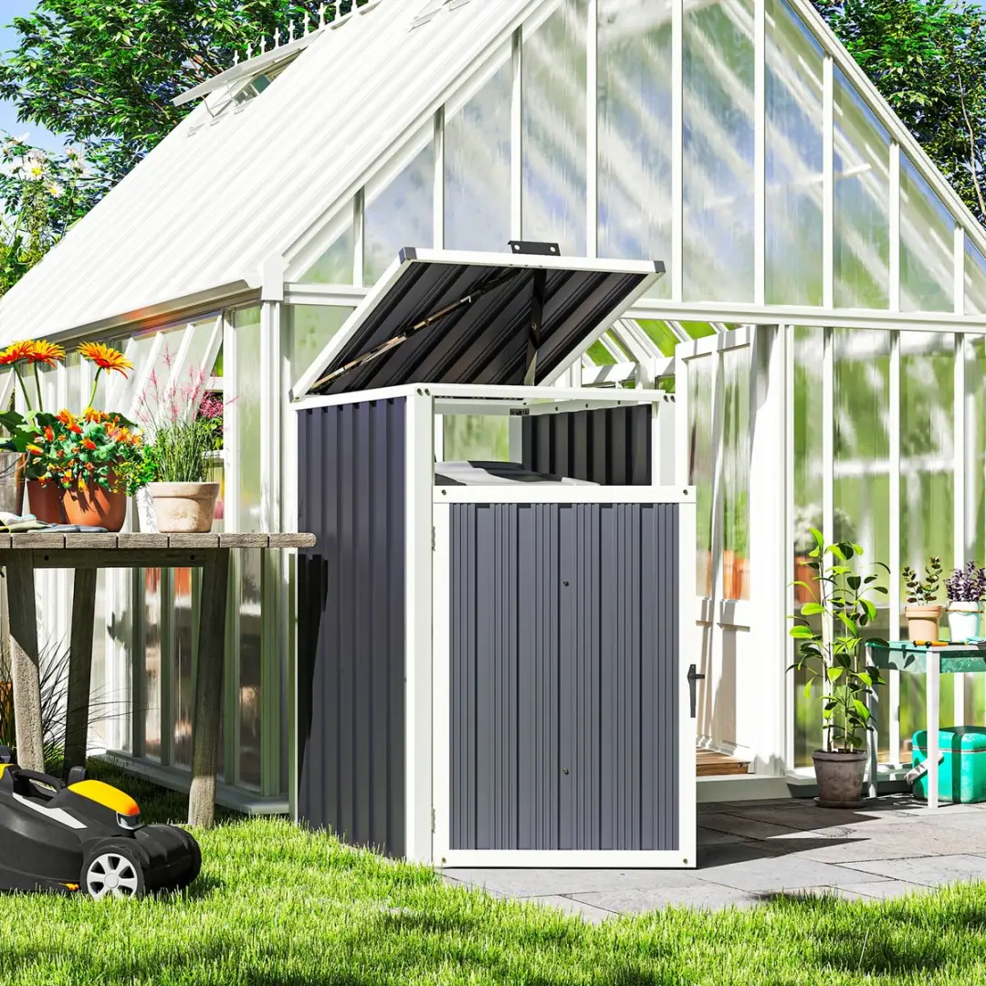 Outsunny Afvalcontainerberging 240L - 73x81x122cm - Donkergrijs