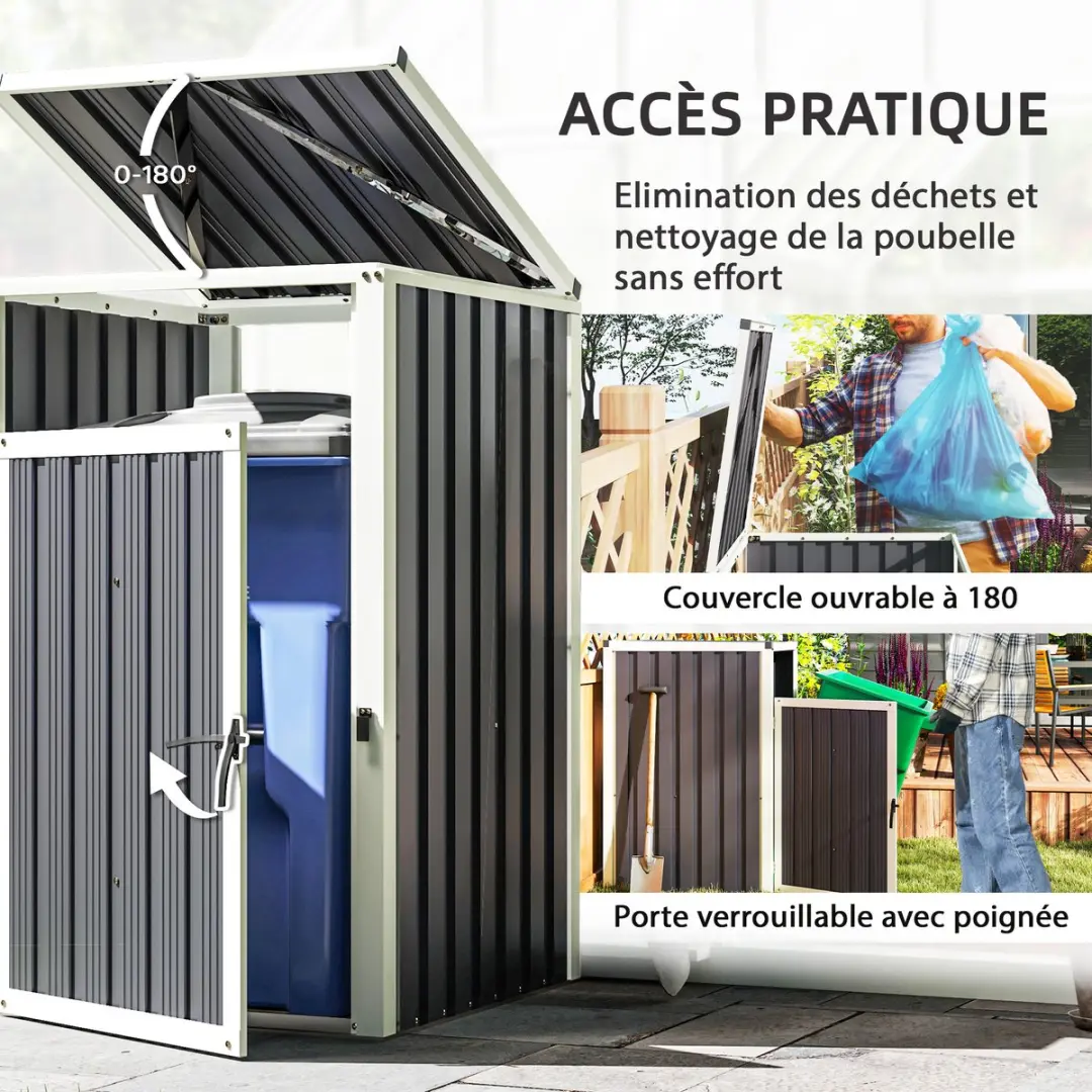 Outsunny Afvalcontainerberging 240L - 73x81x122cm - Donkergrijs
