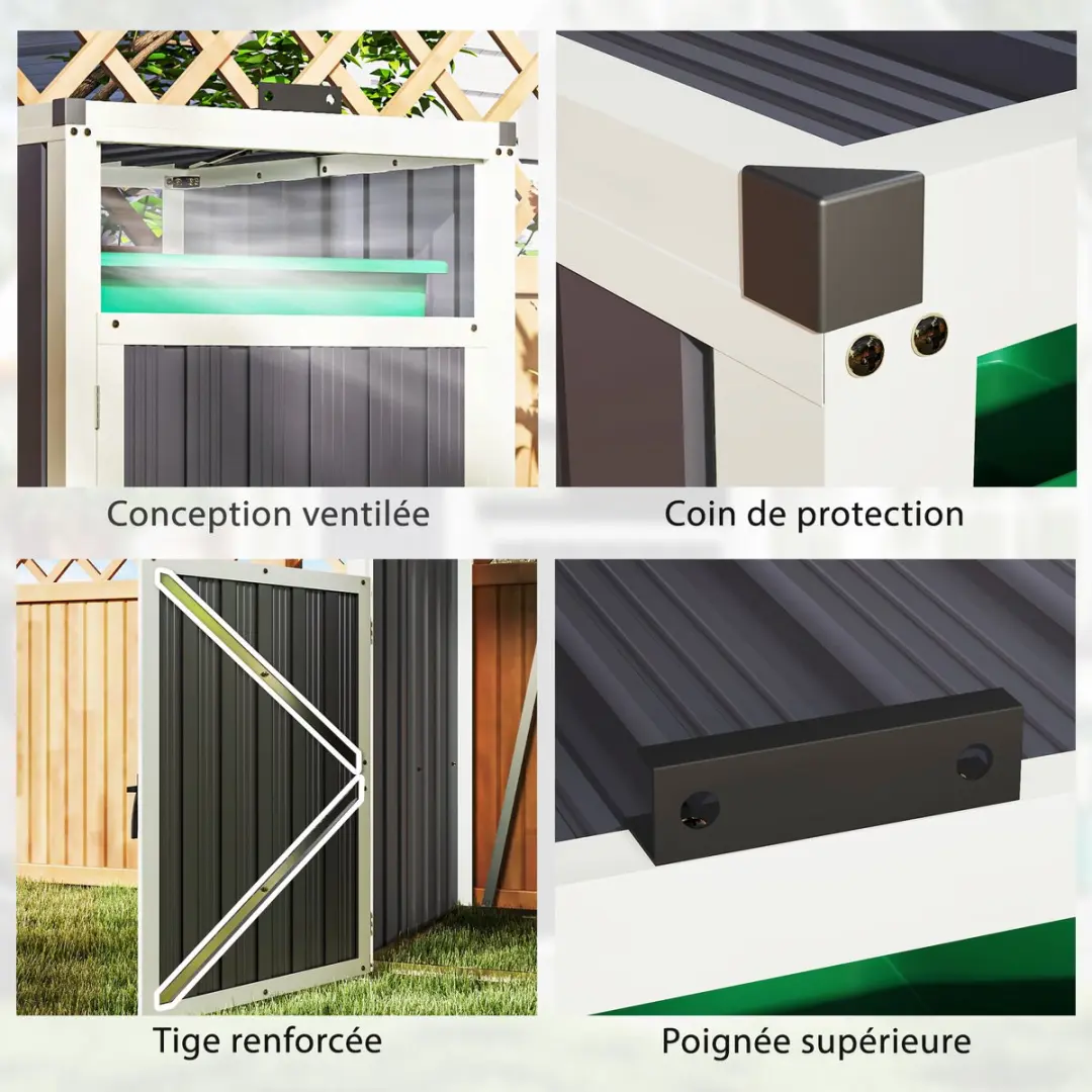 Outsunny Afvalcontainerberging 240L - 73x81x122cm - Donkergrijs