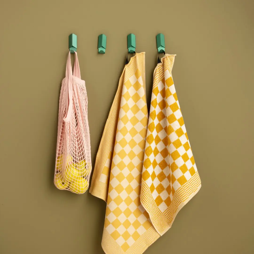 DDDDD Theedoeken & Keukendoeken Set - 4 Stuks - Geruit - 60x65cm/50x55cm - Geel