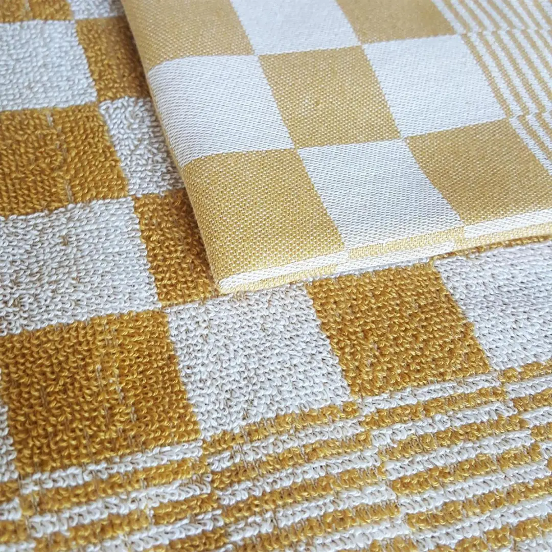 DDDDD Theedoeken & Keukendoeken Set - 4 Stuks - Geruit - 60x65cm/50x55cm - Geel