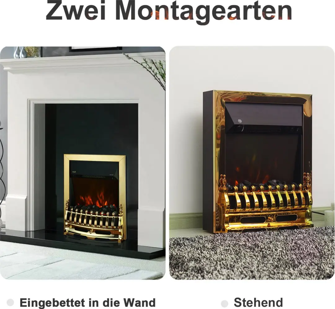 Homcom Wandhaard Elektrische Kachel 2000W - Goud
