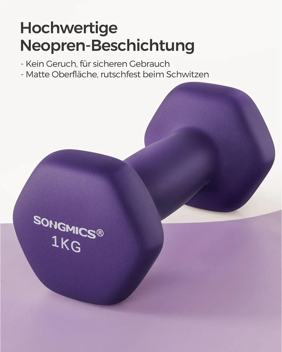 Songmics Dumbbellset 2x 1kg - Paars